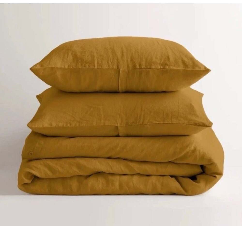 Quince European Linen Duvet Cover Set in Tobacco 3pc full / queen NEW